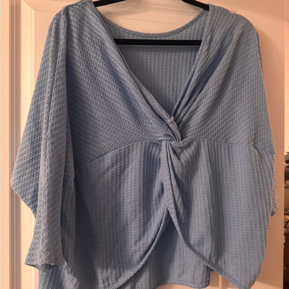 Blue Knotted Women's Plus Size Top